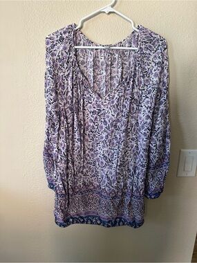 Lucky Brand women's Boho Floral V-Neck Tunic Top size 1X/ NWOT 1015